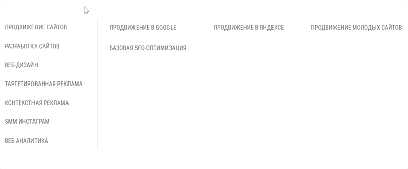 анимация меню